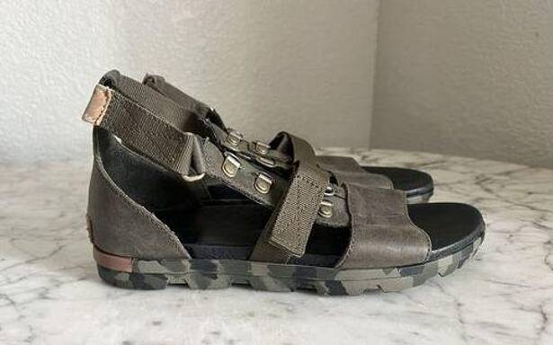 Sorel  Torpeda Carly Gladiator Sandals Women’s 7 Camo Olive Strappy