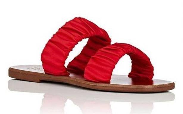 Barney’s New York Red Satin Double-band Sandals