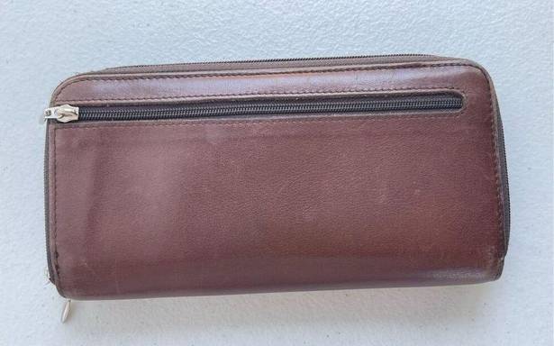 Butter Soft TUMI Chocolate Brown  Leather Double Zip Travel Wallet