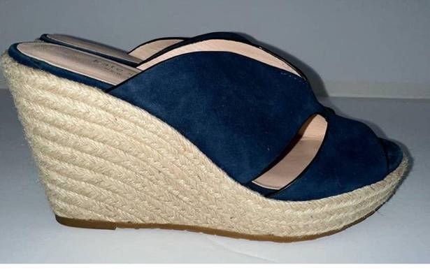 Kate Spade  Navy Suede Wedge Espadrille Sandals Size‎ 8.5M