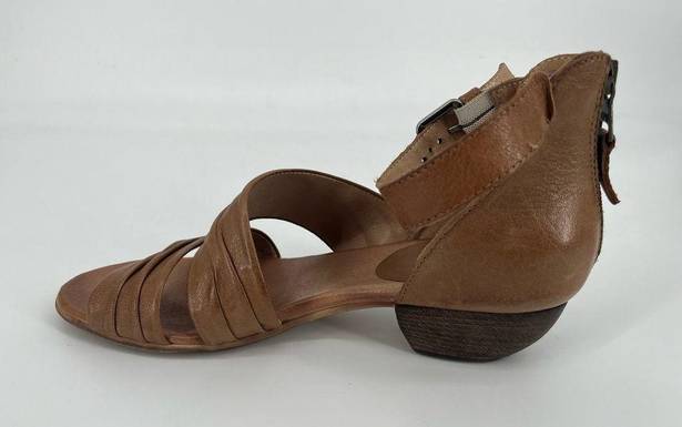 Miz Mooz  Ankle Strap Sandals Sz 38 Brown Leather Low Heel