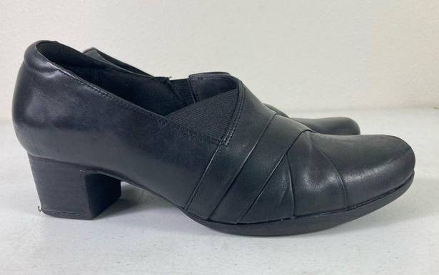 Clarks  Clogs Heels Women's Size 9 Black Comfortable Slip-On Footwear Business