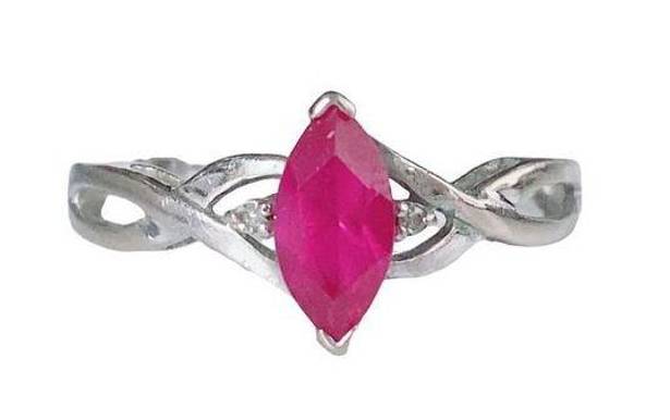 Ruby 10K 10KT WHITE GOLD PINK  MARQUISE CUT RING Sz 7