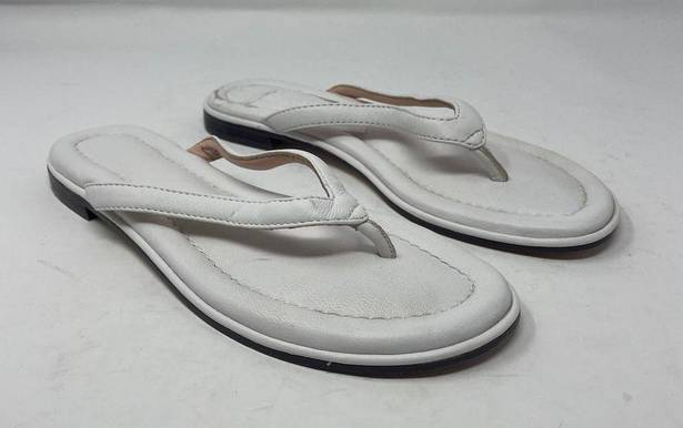 J.Crew  Menorca Thong Sandals Flip Flops 7 White Padded Leather Slip On Casual