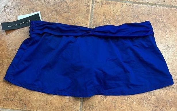 La Blanca NWT  Blue Shirred Samba Slit Skirted Bikini Swim Bottoms Size 8