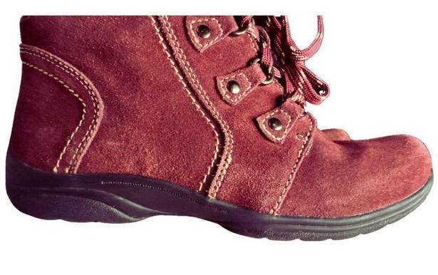 Earth Origins  Crowley Womens Suede Lace Up Ankle Booties l size 10 Burgundy