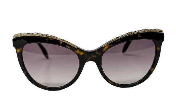 Alexander McQueen  AM0181S Cat Eye Jeweled Sunglasses Havana Tortoise w/ case