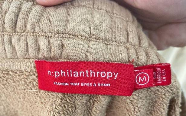 N: Philanthropy Front Zip Joggers Sweatpants in Camel Tan Size M