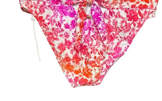 PilyQ  Azalea Floral High Waist Bikini Bottoms Pink Size Medium