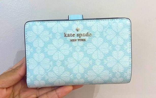 Coach Kate Spade Blue Glow Multi Signature Spade Flower Medium Compact Bifold Wallet