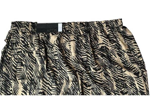 Apt. 9 NEW Womens  Tan Black Print Modern Fit Paper Bag Soft Elastic Waist Pants S