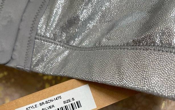 SKIMS  Fits Everybody Scoop Silver Shine Metallic Bralette Small NWT