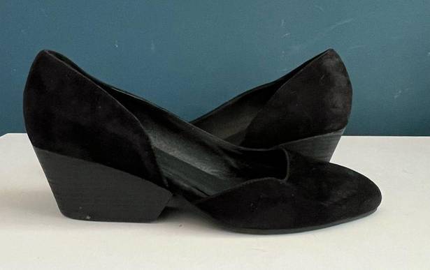 Eileen Fisher  Black Suede Hilly D’Orsay Wedge Shoes Size 7.5