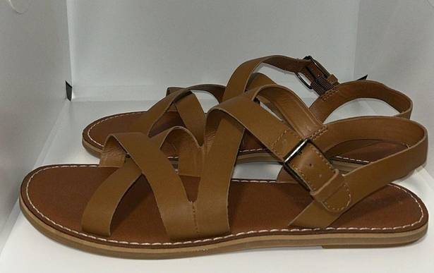 Toms  Sicily Strappy Leather Sandals Chestnut Brown Women’s 9.5 Summer