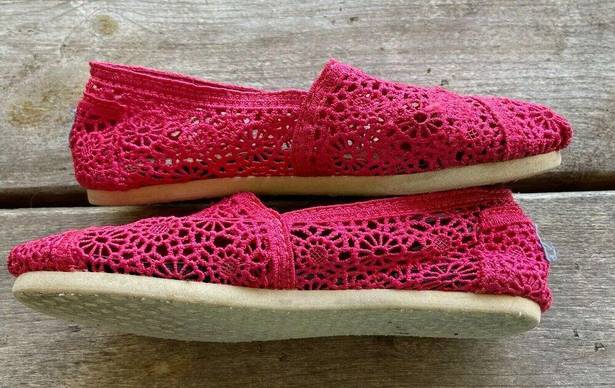 Toms  Womens Shoes Size 5 Pink Lace Espadrilles for Summer Slip Ons