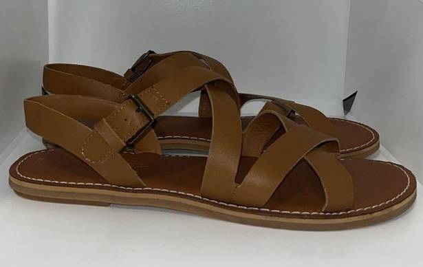 Toms  Sicily Strappy Leather Sandals Chestnut Brown Women’s 9.5 Summer