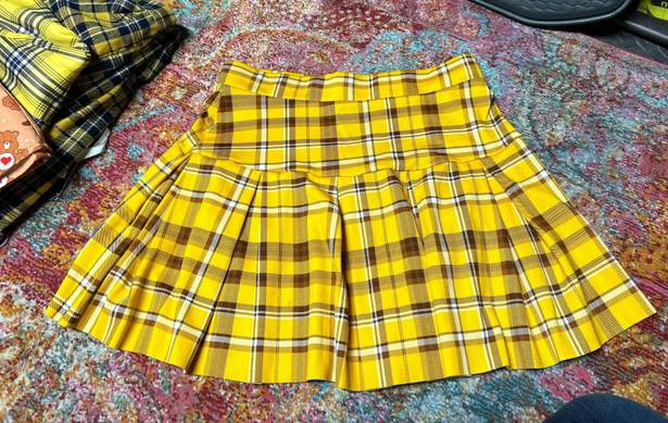 Jolie And Joy Yellow Stretchy Tartan Pleated Mini Skirt 