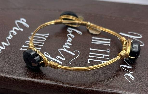 Onyx Bourbon and Bowties Women’s Black  Gold Plated Wire Wrapped Bangle Bracelet