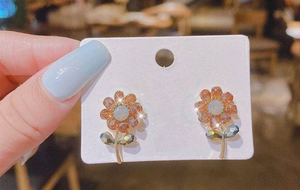 Flower Stud Earrings for Women Gold