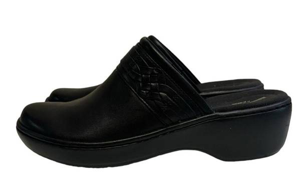 Clarks NWOB Clark Delana Hayden Black Leather Mule Clogs Size 6