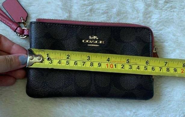 Coach  Double Corner Monogram Zip Wallet Wristlet