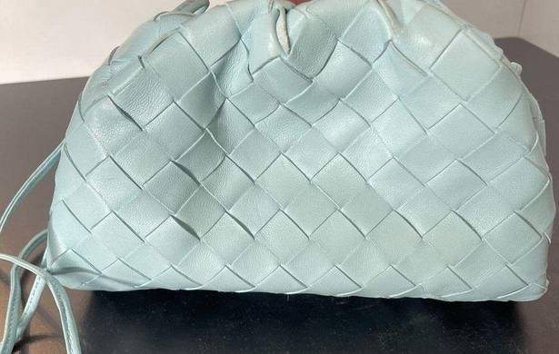 Bottega Veneta  Mini Intrecciato Leather Pouch Clutch Pale Blue Women’s