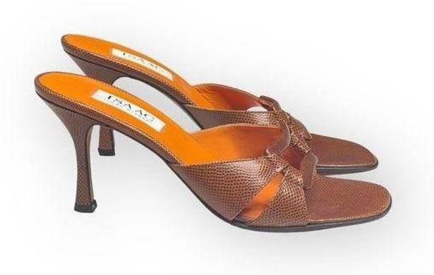 Isaac Mizrahi new  ⌘ Lizard Kitten Heel Sandal ⌘ Orange ⌘ SJP Sex and the City ⌘