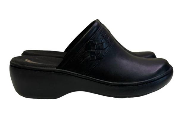 Clarks NWOB Clark Delana Hayden Black Leather Mule Clogs Size 6