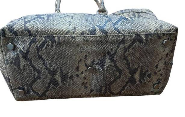 W By Worth  Leather Handbag Women's Snake Skin Texture Gray Blue Cream