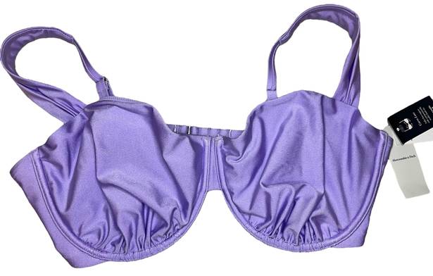 Abercrombie & Fitch Wide Strap Pleated Underwire Bikini Top Size XL Purple Swim