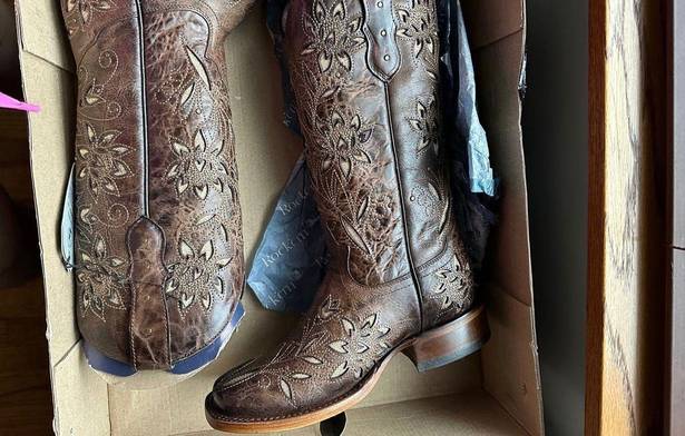 Brown Leather Cowboy Boots Size 6