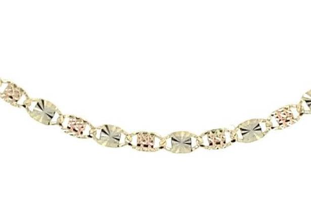 Tehrani Jewelry 14k REAL Gold Solid 2.5 mm Tri color Valentino Chain Necklace with Spring Clasp