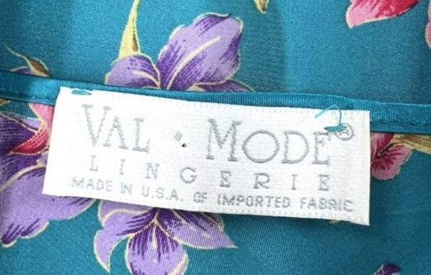 Vintage Val Mode Lingerie Womens Floral Kimono Robe and Cami Set blue Sz Medium