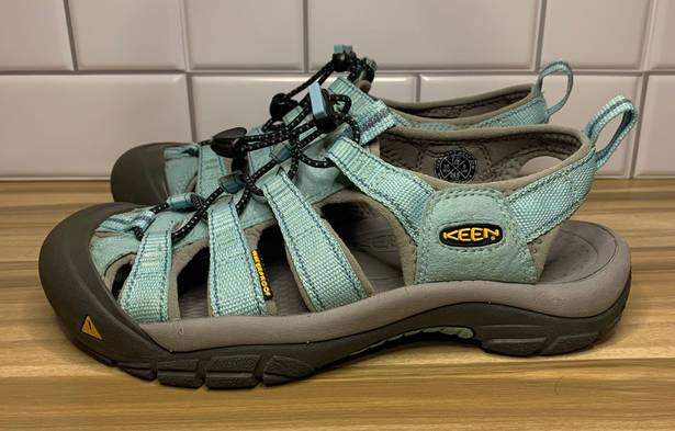 Keen Womens Newport H2 Aqua Blue Gray Drawstring Hiking Sandal Size 7.5 US