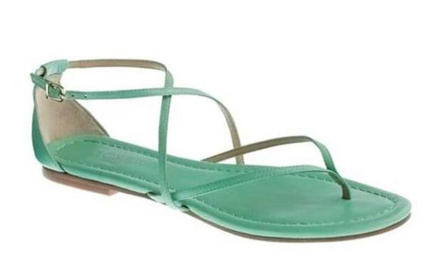 J.Crew  Audra Leather Sandals Strappy Mint Flats