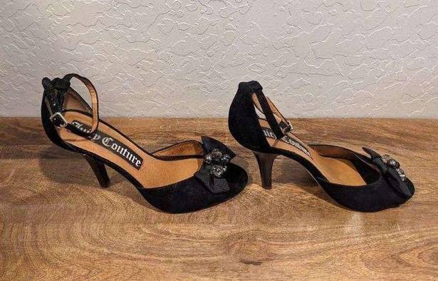 Juicy Couture  black velvet peep toe heels 8.5