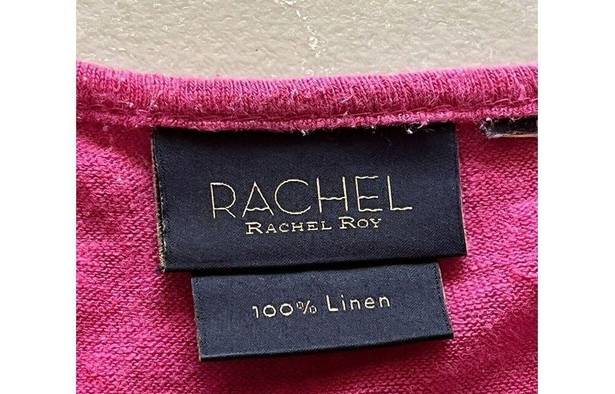 Rachel Zoe Rachel Ray Hot Pink Cap Sleeve Boxy Knot Hem Pullover Barbie Linen Tee Shirt 1X