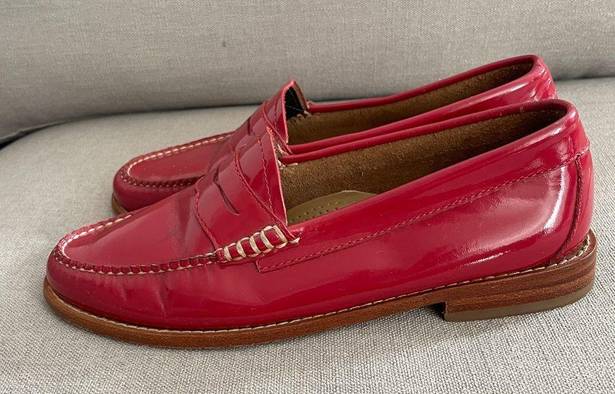 Krass&co G.H. Bass & . Whitney Weejuns Penny Loafers Patent Red Flats Women’s Size 6.5