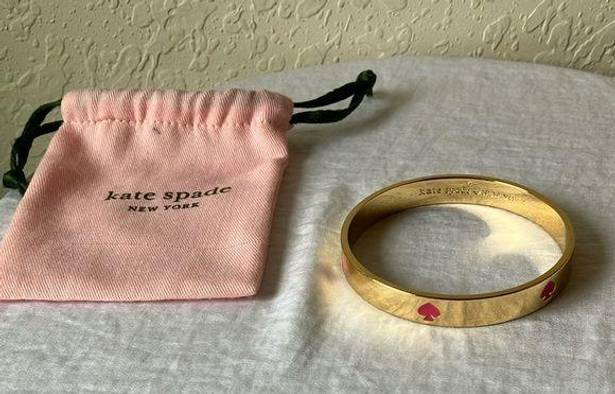 Kate Spade : Pink & Gold tone “Spot the Spade” bangle/bracelet- 6 pink spades