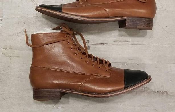The Great 💕💕 The Cap Toe Boxcar Boot ~ Hickory Brown/Black 10 NWT