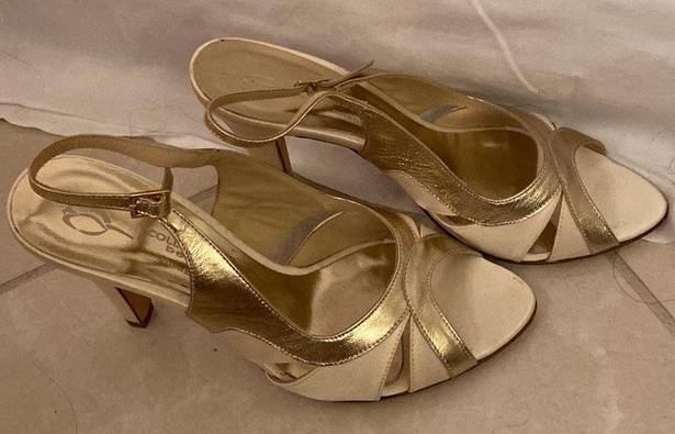 Bebe Italian Leather Gold Heels