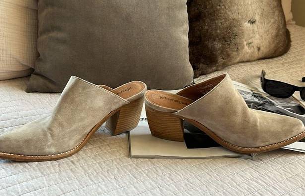 Anthropologie Jeffrey Campbell Favela-2 leather suede stacked heel pointed toe mules 9.5