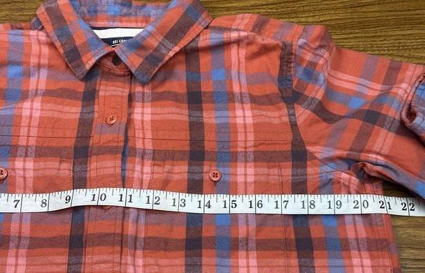 Rei Co-op  Womens Flannel Shacket Shirt Size Large Organic Cotton Button Up Red