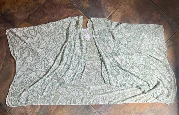 Yeti NWT Yak &  Green Floral Thin Shawl Cardigan One Size