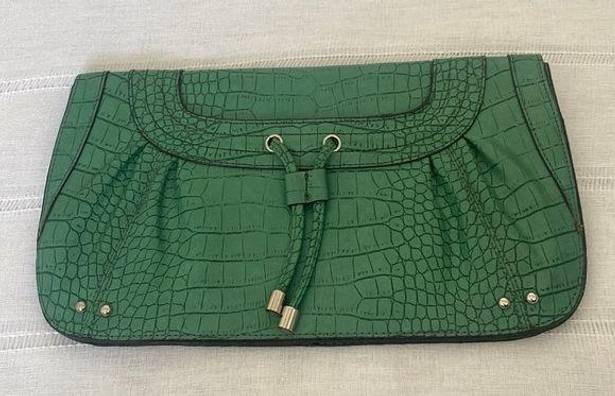 Nine West  Kelly green crocodile pattern large clutch.