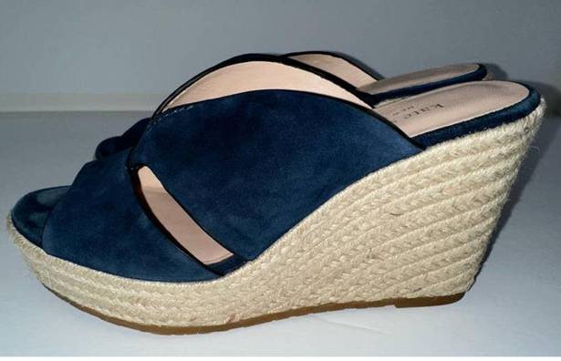 Kate Spade  Navy Suede Wedge Espadrille Sandals Size‎ 8.5M