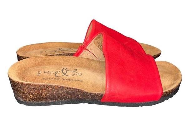 Krass&co NEW Bos. & . Red Leather Lux Slide Sandals