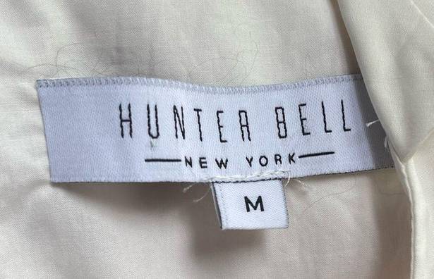 Hunter Bell White Noah Dress Pockets Collared Cotton Mini Swing Dress  Medium