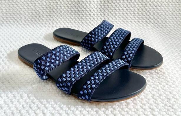 Rothy's  The Triple Band Slides Sandasl Cobalt Navy Women 7.5 Textile Washable