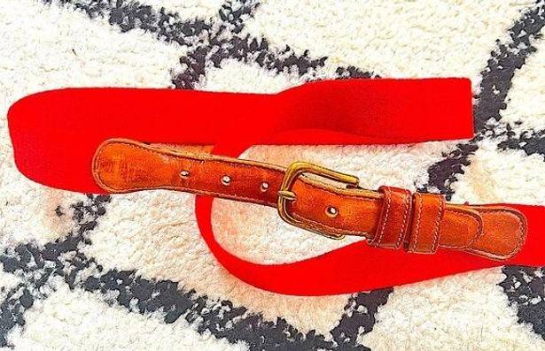 Coach Vintage  Red Wool & Brown Leather Belt Size 38